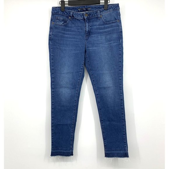 Michael Kors Denim - Michael Kors Jeans Izzy Skinny Blue Denim Raw Fray Hem Mid Rise